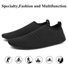 運動滑水鞋適用於條紋圖案一腳蹬運動鞋 - 黑色 - 查看 5