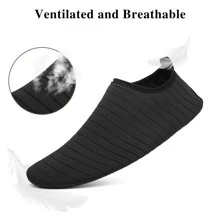 運動滑水鞋適用於條紋圖案一腳蹬運動鞋 - 黑色 - 查看 4