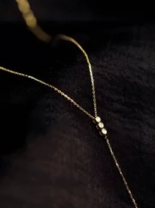 ELSEDES 1入時尚高檔S925純銀鑲嵌閃亮寶石流蘇吊墜項鍊，散發性感魅力，高品質的珠寶，適合女士夏季和派對上穿搭 - 金色 - 查看 5