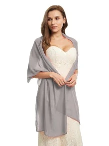 Women's Solid Color Thin Chiffon Shawl - Grey - View 4