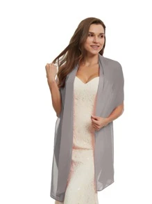Women's Solid Color Thin Chiffon Shawl - Grey - View 6