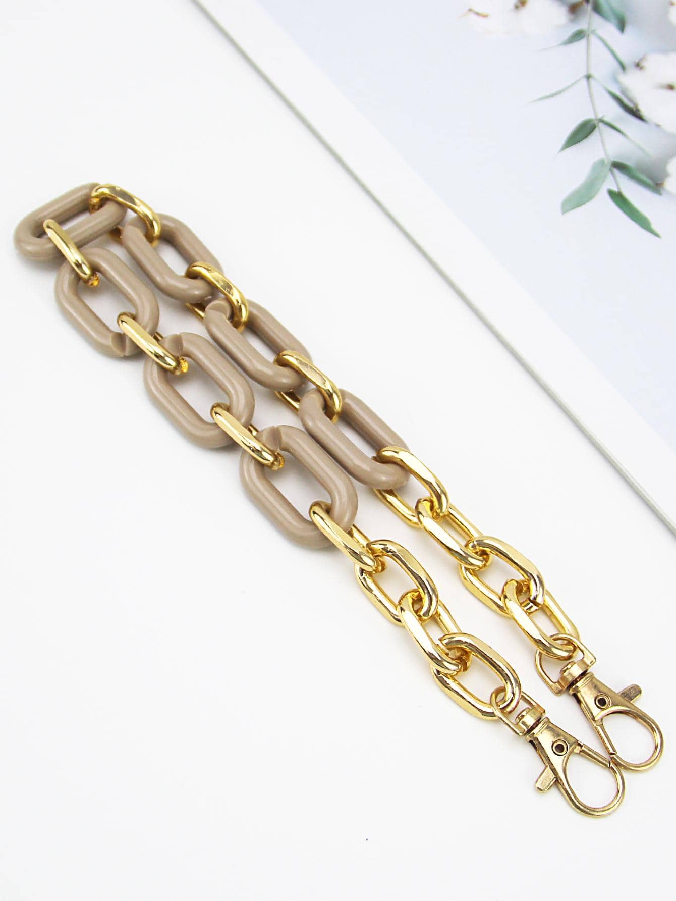 1pcBlack Handbag Handlebar Chain Retro Acrylic Hardware Mix Strap Bag Accessories Decorative Chain Wate - Apricot - View 1