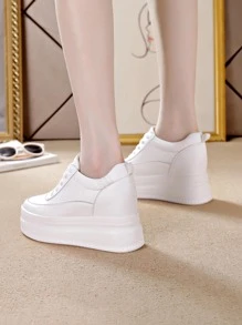 Giày thể thao cho nữ, Giày đế xuồng buộc dây phía trước tối giản - trắng - Xem 7