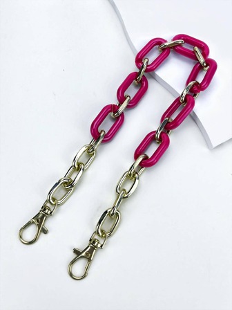 1入黑色手提包把手，復古亞克力五金混搭帶子袋配件裝飾鏈