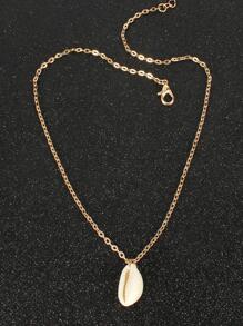 1入組波西m亞鋅合金貝殼吊墜項鍊適合女士適用於沙灘派對裝飾用品 - 金色 - 查看 3