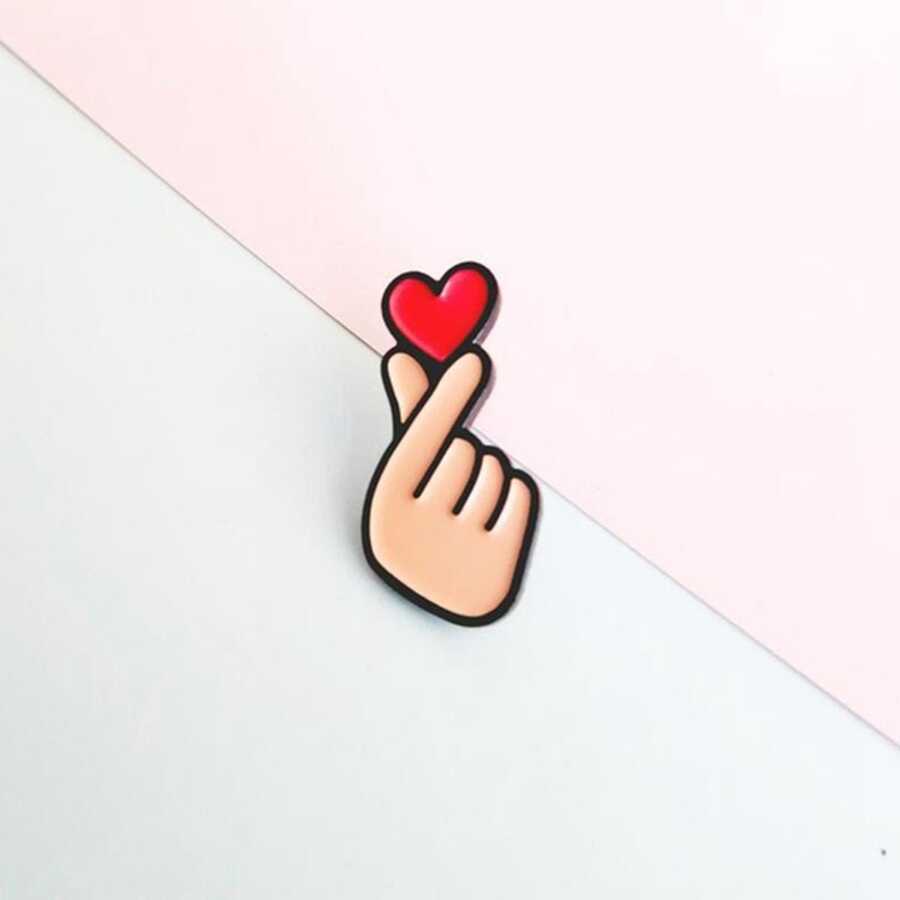 1 件时尚锌合金心形与手形设计胸针,适合女士日常装饰情人节、妈妈、母亲、母亲节、礼物 - 彩色 - 查看 1