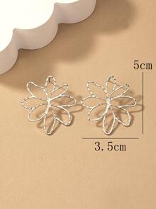 1 cặp hoa tai kim loại rỗng hình hoa phóng đại dành cho phụ nữ, hoa tai phong cách đường phố gợi cảm và cá nhân hóa cho ngày lễ tình nhân và hẹn hò mùa hè - Bạc - Xem 6