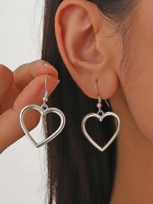 1 Đôi Bông Tai Hình Trái Tim Hợp Kim Kẽm Thời Trang Cho Nữ Trang Trí Hàng Ngày - Bạc - Xem 2