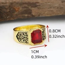 1 Miếng Retro Hợp kim kẽm Khối Zirconia  Trang trí Lan Textured Nhẫn Cho nam giới Cho bữa tiệc Hợp kim kẽm Đỏ - Đỏ - Xem 3