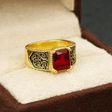 1 Miếng Retro Hợp kim kẽm Khối Zirconia  Trang trí Lan Textured Nhẫn Cho nam giới Cho bữa tiệc Hợp kim kẽm Đỏ - Đỏ - Xem 4