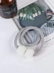 1pc Faux Pearl Decor Curtain Tieback, Modern Polyester Curtain Strap Tie Gifts Birthday Graduation