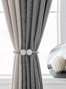 1pc Faux Pearl Decor Curtain Tieback, Modern Polyester Curtain Strap Tie Gifts Birthday Graduation