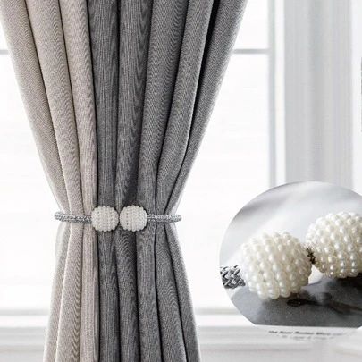 1入組人造珍珠裝飾窗簾現代滌綸窗簾綁帶