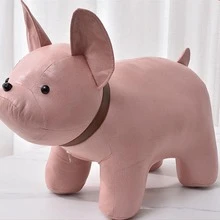 1pc Stool, Cute Bulldog Design Footstool For Household - Pink - View 1