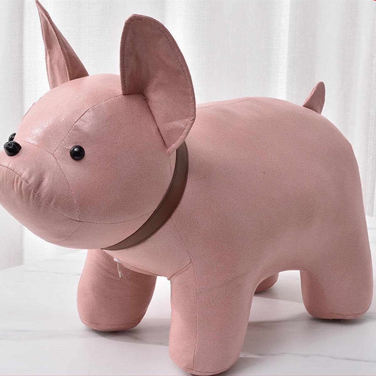 1pc Stool, Cute Bulldog Design Footstool For Household - Pink - View 1