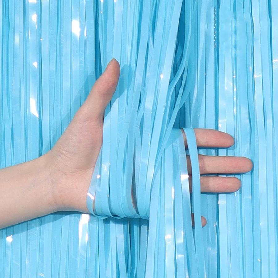 1入組寵物派對極簡風格素色派對流蘇窗簾適合派對 - 藍色 - 查看 1