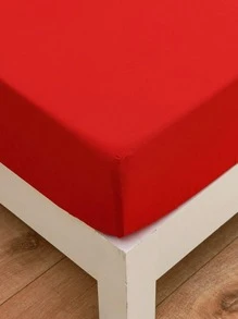 素色無內芯床單套裝，1件床墊套和2件枕套，極簡風格涤纶床单套装，適用於臥室 - 紅色 - 查看 4