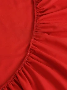 素色無內芯床單套裝，1件床墊套和2件枕套，極簡風格涤纶床单套装，適用於臥室 - 紅色 - 查看 7