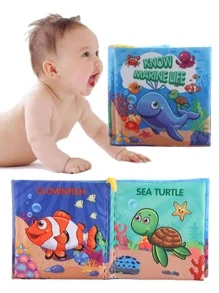 1入組嬰兒布書兒童早教拼圖玩具,1本書4頁8板設計,（部分內容可能隨機） - 彩色 - 查看 1