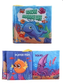 1入組嬰兒布書兒童早教拼圖玩具,1本書4頁8板設計,（部分內容可能隨機） - 彩色 - 查看 4