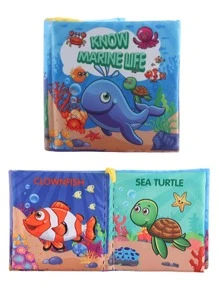 1入組嬰兒布書兒童早教拼圖玩具,1本書4頁8板設計,（部分內容可能隨機） - 彩色 - 查看 6