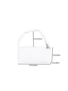 Mini Quilted Detail Square Bag White Minimalist - White - View 3
