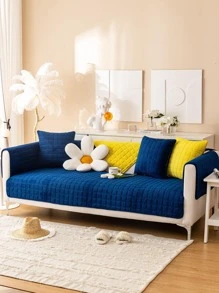 1 Đồng Màu Sofa Khăn Hiện Đại Polyester Chống Trơn Trượt Ghế Sofa Chăn Cho Phòng Khách - Xanh đậm - Xem 3