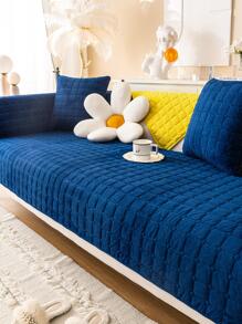 1 Đồng Màu Sofa Khăn Hiện Đại Polyester Chống Trơn Trượt Ghế Sofa Chăn Cho Phòng Khách - Xanh đậm - Xem 1