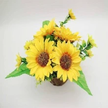 1 Nhân Tạo Hoa Hướng Dương, Hiện Đại Nhân Tạo Hoa Bó Cho Đám Cưới, Trang Trí Nhà Cửa - Màu vàng - Xem 3