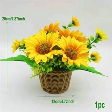 1 Nhân Tạo Hoa Hướng Dương, Hiện Đại Nhân Tạo Hoa Bó Cho Đám Cưới, Trang Trí Nhà Cửa - Màu vàng - Xem 2