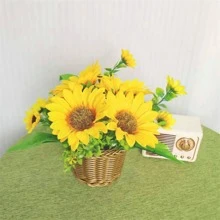 1 Nhân Tạo Hoa Hướng Dương, Hiện Đại Nhân Tạo Hoa Bó Cho Đám Cưới, Trang Trí Nhà Cửa - Màu vàng - Xem 6