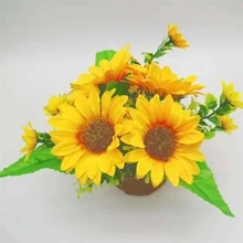 1 Nhân Tạo Hoa Hướng Dương, Hiện Đại Nhân Tạo Hoa Bó Cho Đám Cưới, Trang Trí Nhà Cửa - Màu vàng - Xem 4