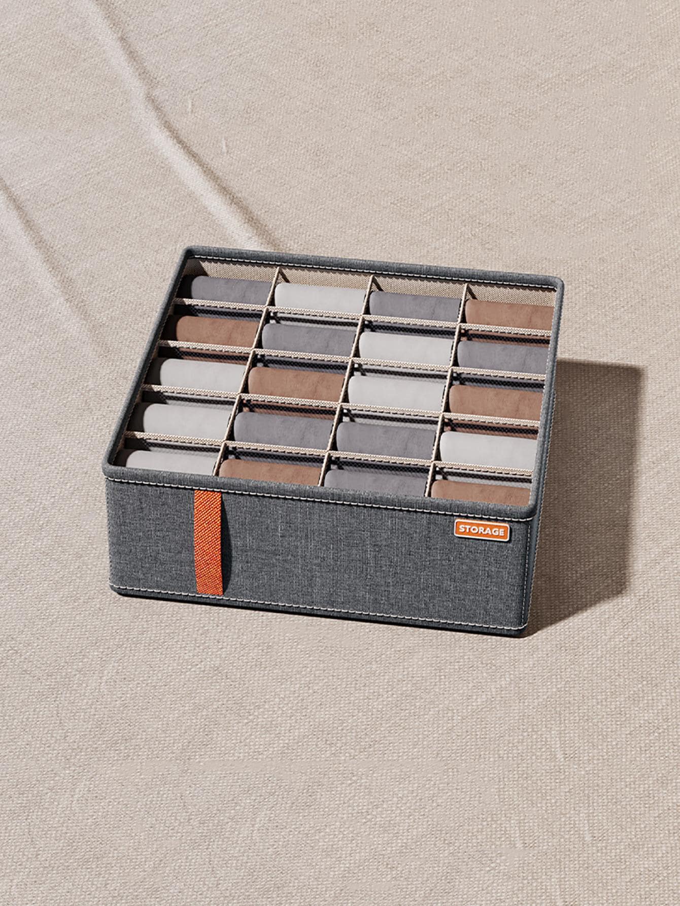 1 pieza Caja de almacenamiento de calcetines multi cuadro - Gris Oscuro - Ver 1