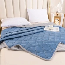 Solid Color Chevron Pattern Bedspread Set, 1pc Quilt And 2pcs Pillow Case, Pillow Insert Not Include, Modern Polyester Bedspread Coverlet Set, For Bedroom - Blue - View 5