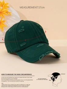 1 Pieza Gorra De Béisbol De Ciclismo Y Escalada Para Hombres Con Agujeros Desgastados - Verde Oscuro - Ver 4