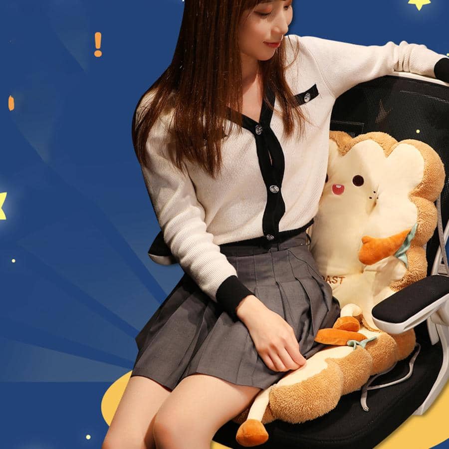 1pc Cartoon Bread Design Chair Seat Cover, Cartoon Polyester Stretchy Dining Chair Seat Cover For Home - Multicolor - View 2
