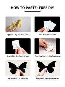 12入組3D蝴蝶貼紙 - 白色 - 查看 5