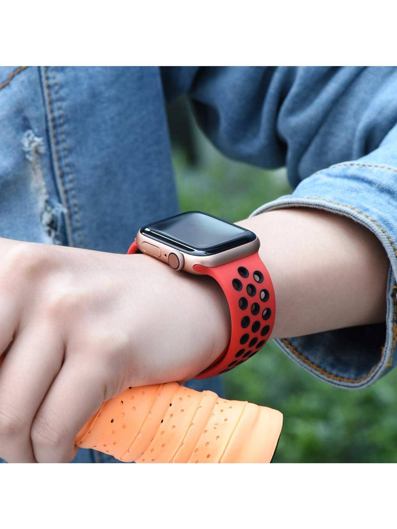 SMART WATCH MX Correa Sport Para Apple Watch Extensible Serie 1, 2, 3, 4, 5, 6 y 7. - Negro - Añade 5