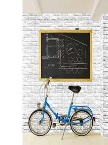 1roll Brick Pattern Wall Paper, Modern Waterproof Wall Adhesive Roll For Home Decoration - White - View 4