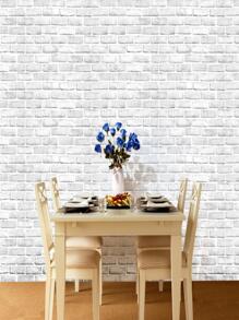 1roll Brick Pattern Wall Paper, Modern Waterproof Wall Adhesive Roll For Home Decoration - White - View 7