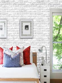 1roll Brick Pattern Wall Paper, Modern Waterproof Wall Adhesive Roll For Home Decoration - White - View 5
