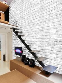 1roll Brick Pattern Wall Paper, Modern Waterproof Wall Adhesive Roll For Home Decoration - White - View 6