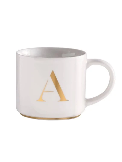 Tazas para Café de Iniciales Oro de 500ml, Grandes y Originales LuckyLy, Taza Térmica ideal como Regalos para Mujer Navidad San Valentín, Regalos para Mamá y Día del Profesor, Modelo Marla, Letras A-Z