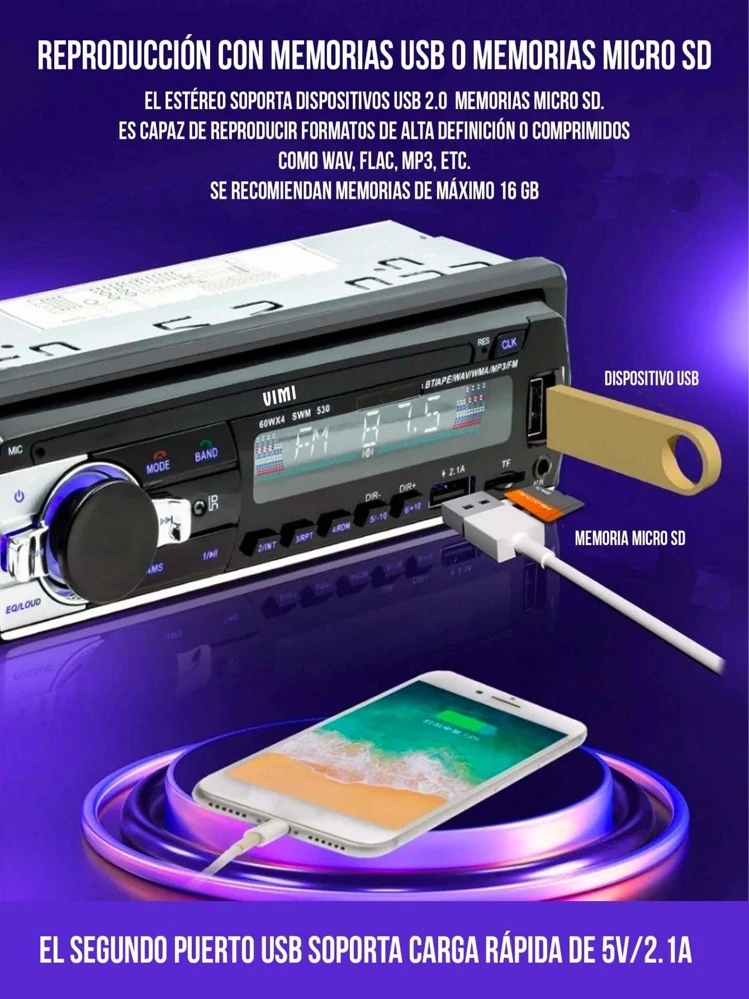 Car Stereo With Mp3 Player Radio - màu đen - Xem 3