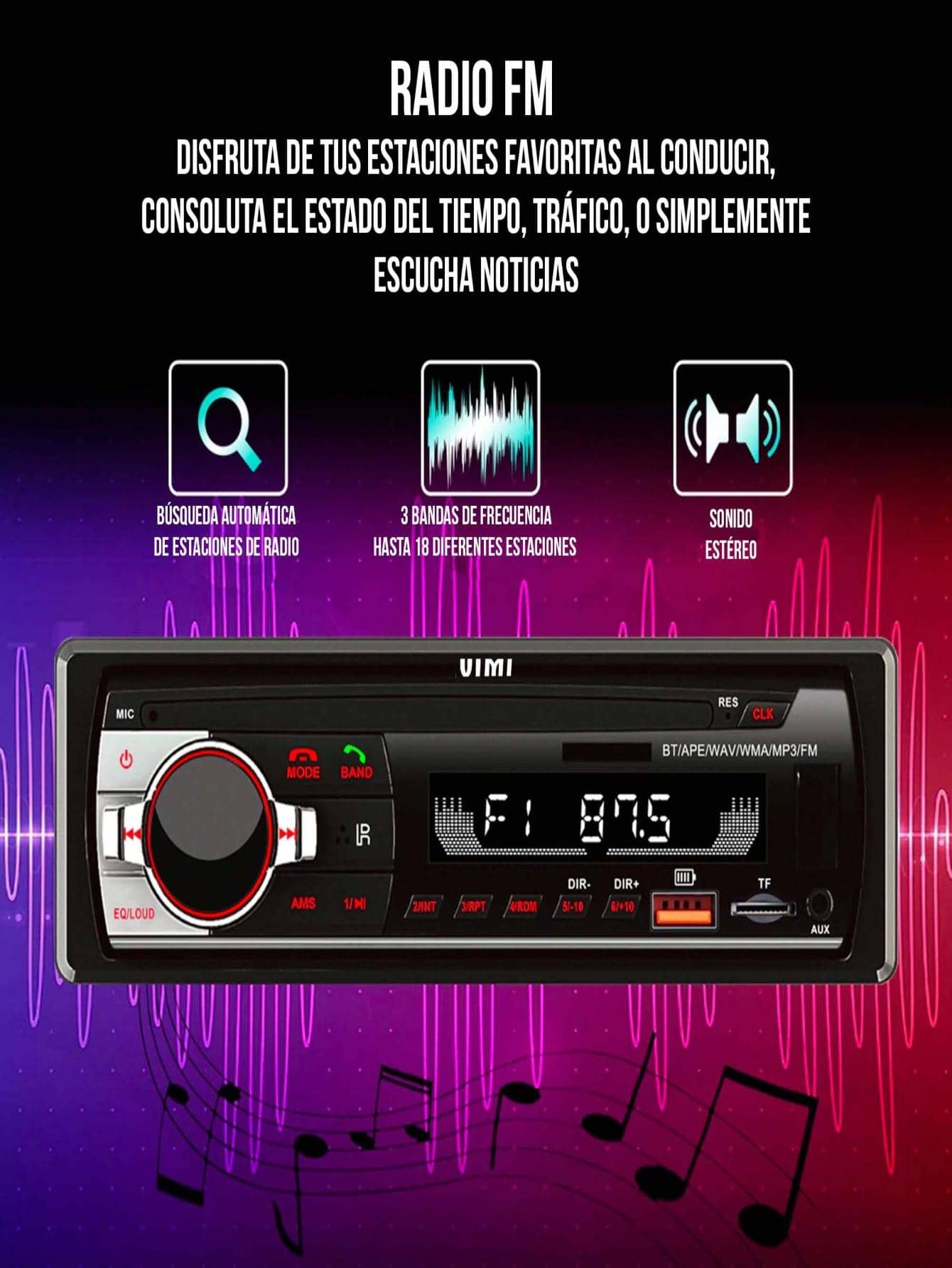 Car Stereo With Mp3 Player Radio - màu đen - Xem 9