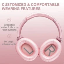 ZIHNIC Active Noise Cancelling Headphones, 40H Playtime Wireless Bluetooth Headset With Deep Bass Hi-Fi Stereo Sound,Comfortable Earpads For Travel/Home/Office - Hồng - Xem 2