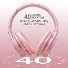 ZIHNIC Active Noise Cancelling Headphones, 40H Playtime Wireless Bluetooth Headset With Deep Bass Hi-Fi Stereo Sound,Comfortable Earpads For Travel/Home/Office - Hồng - Xem 3