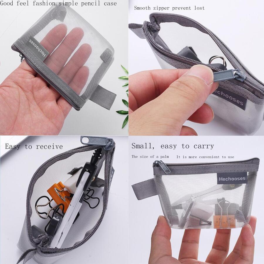 1入組迷你網紗零錢包口紅收納袋便攜化妝包 - 灰色 - 查看 1