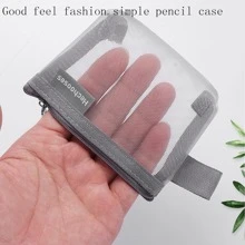 1入組迷你網紗零錢包口紅收納袋便攜化妝包 - 灰色 - 查看 8