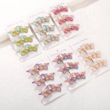3pcs Butterfly Decor Hair Clip - Gold - View 1